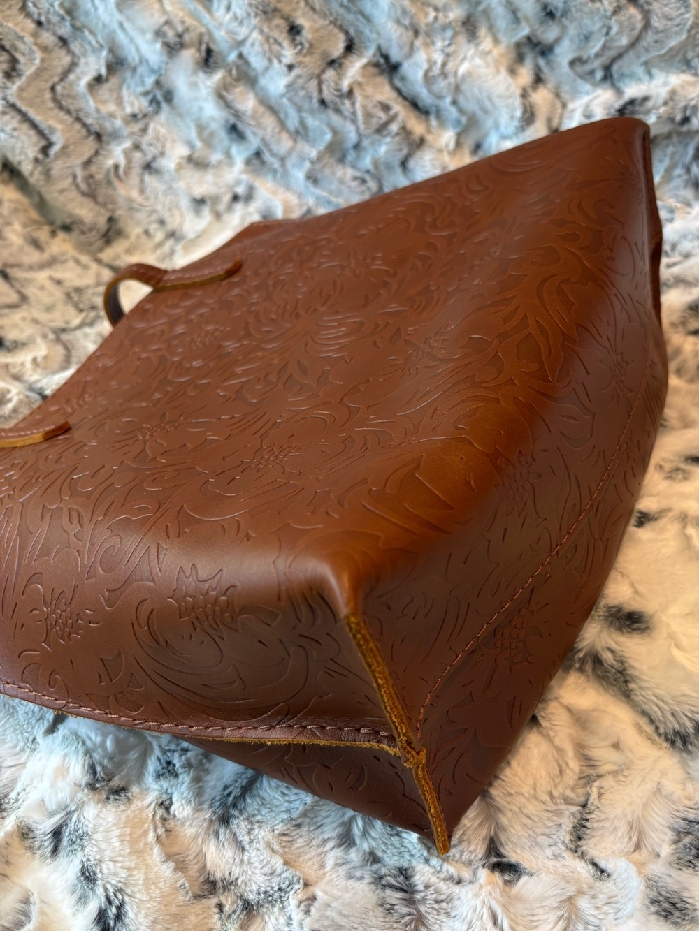 Portland Leather August Tote in Meadow Embossed Brown - Picture 6 of 9